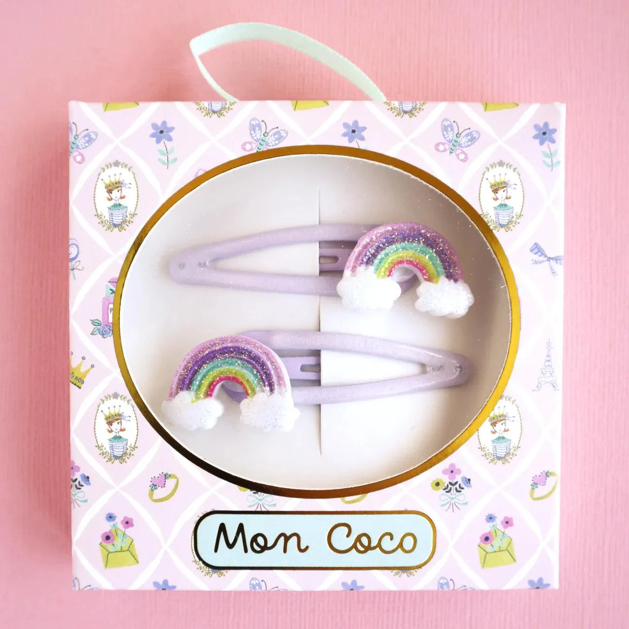 Mon Coco | Hair Clip 2pk - Rainbow Cloud