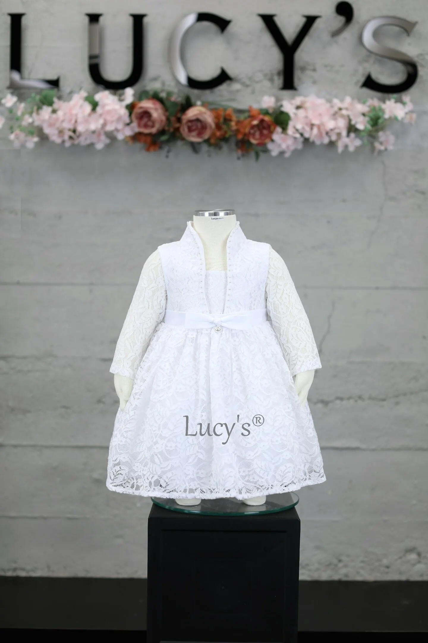 Ana II Baby Girl White Premium Long Sleeve Flower Girl Baby Dress - Nimble | Lucy's