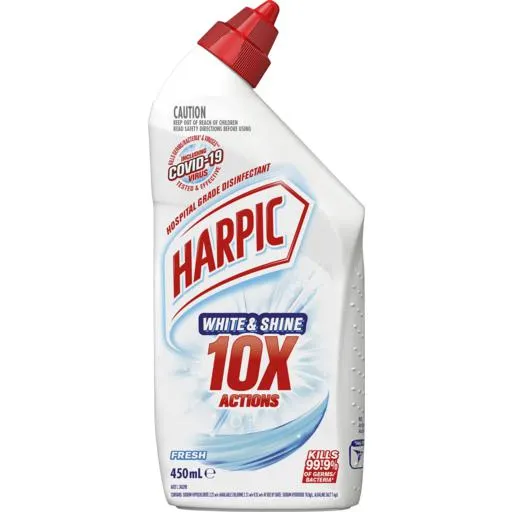 Harpic White & Shine Toilet Cleaner Bleach Gel Fresh 450ml