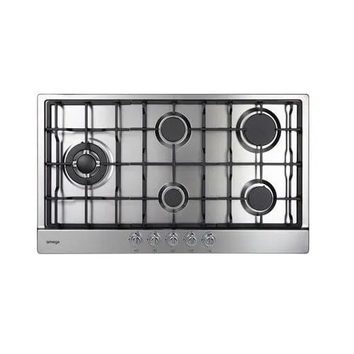 Gas Cooktop 90cm, 5 Burner Stainless Steel
