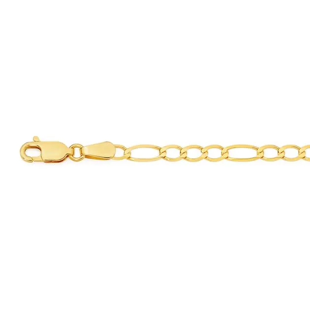 9ct Gold 19cm Solid Oval Fiagro 3+1 Bracelet
