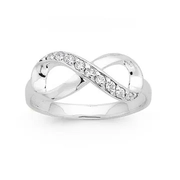 Sterling Silver Cubic Zirconia Infinity Ring SIZE R