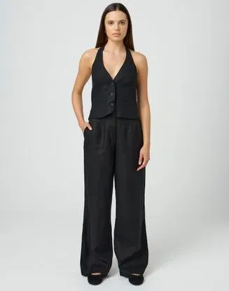 Linen Pleat Wide Leg Pant