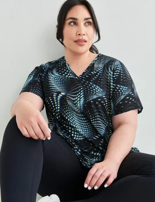 Superfit Curve Everyday Top, Black & Blue Print