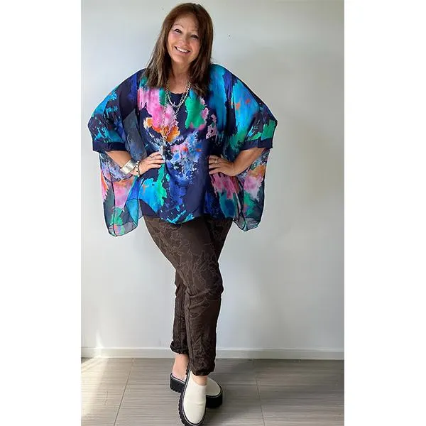 Silk Ocean Print Top