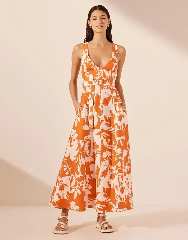 Casa Plunged Panelled Midi Dress