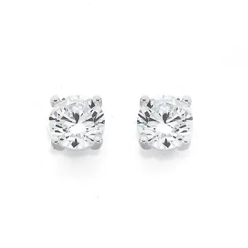 Sterling Silver Cubic Zirconia Stud Earrings