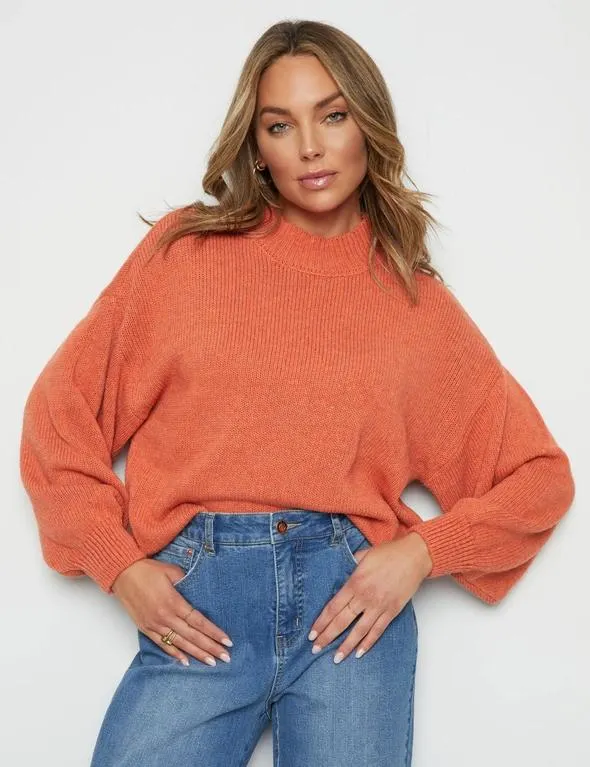 Rockmans Balloon Sleeve Crew Neck Knit