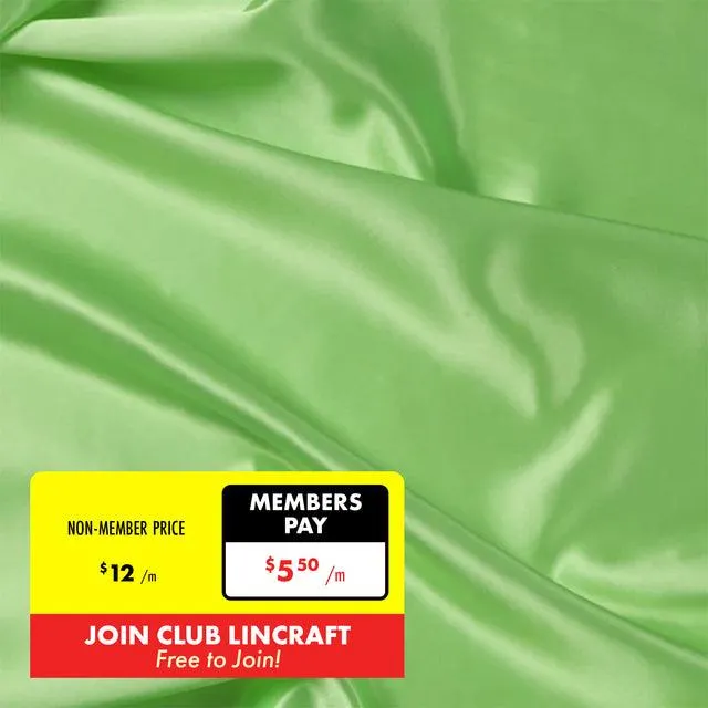 Party Satin Fabric, Fluro Green- Width 150cm