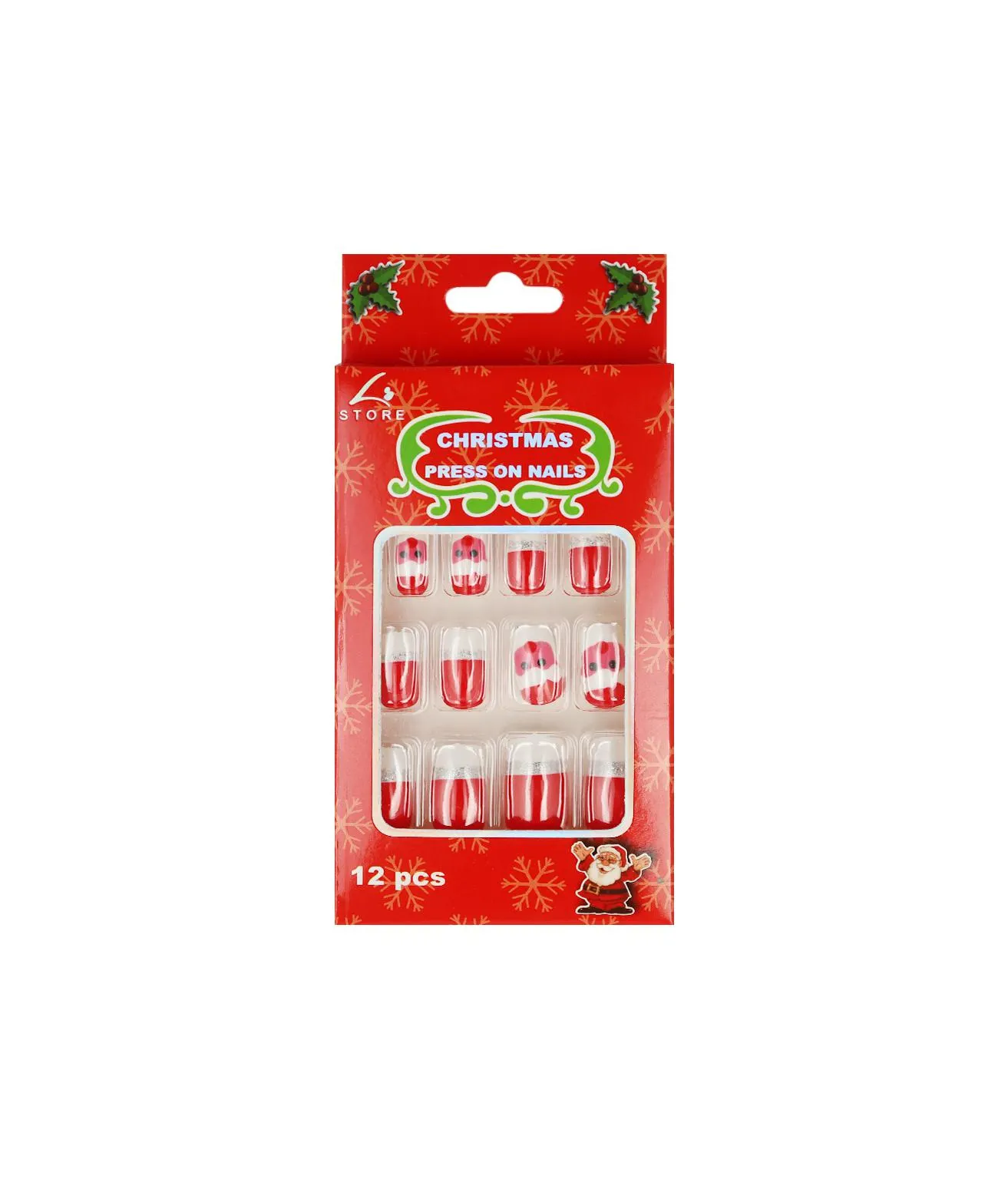 Santa Christmas Press On Nails 12pc