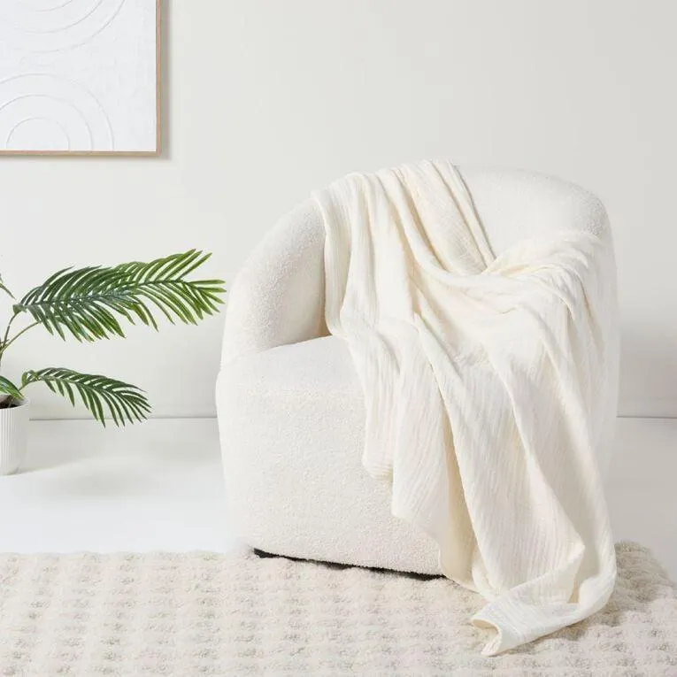Living & Co Throw Muslin Natural 127cm x 152cm