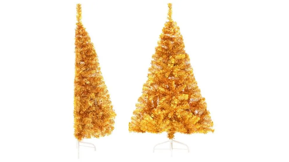 vidaXL Gold Artificial PVC Half Christmas Tree with Stand