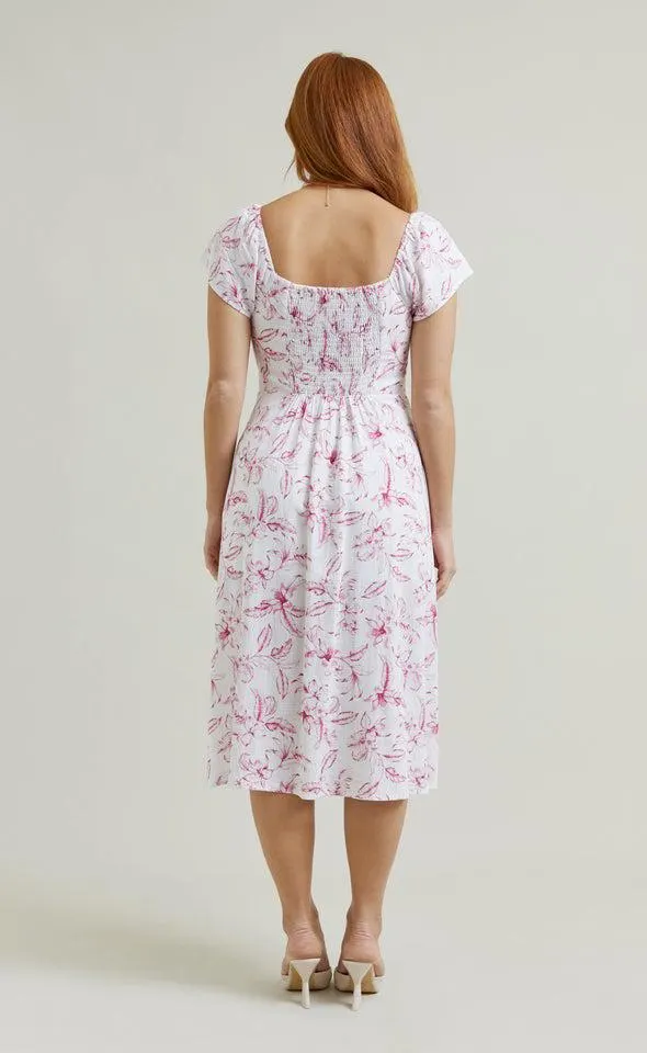 Linen Sweetheart Detail Midi Dress