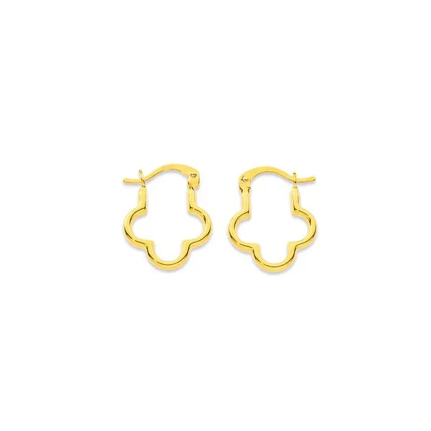 9ct Gold Clover Shaped Open Hoops