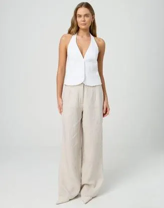 Linen Pleat Wide Leg Pant
