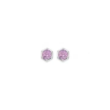 Sterling Silver Amethyst Hexagon Studs