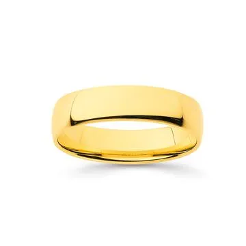 9ct, Soft Dome Comfort Curve Band 5mm Wide