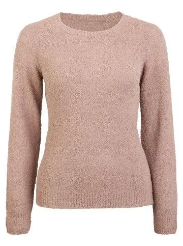 Women's Fluffy Crew Neck Jumper in Natural