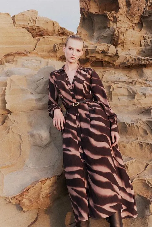 Radiate Print Gathered Dress