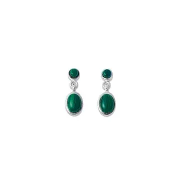 Sterling Silver Malachite Earrings