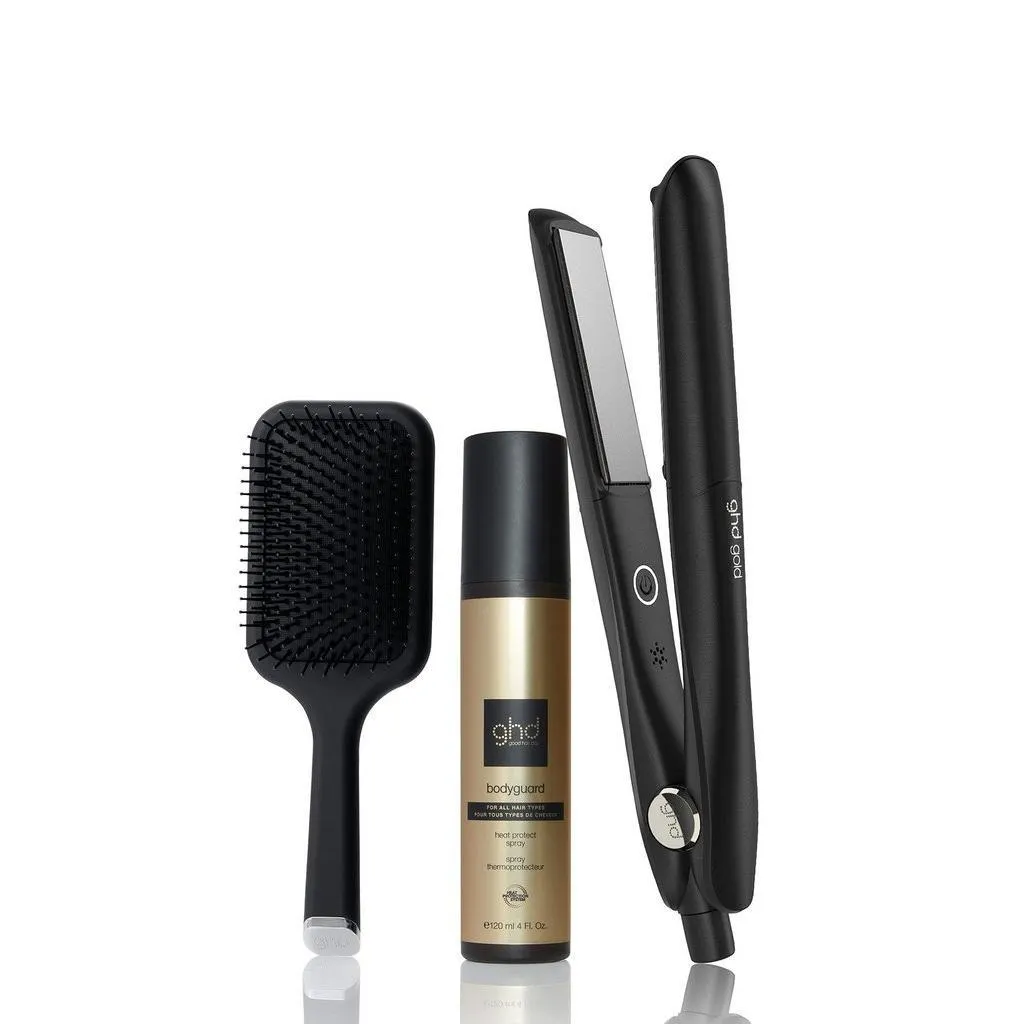 GHD GOLD HAIR STRAIGHTENER IN BLACK BUNDLE