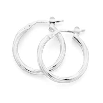 Sterling Silver 15mm Twist Hoops