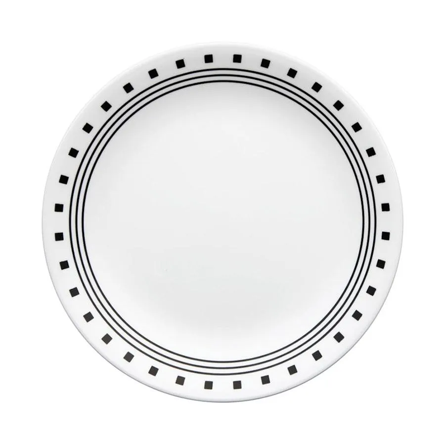 Corelle City Block 21.6cm Luncheon Plate (Set of 6) Black/White