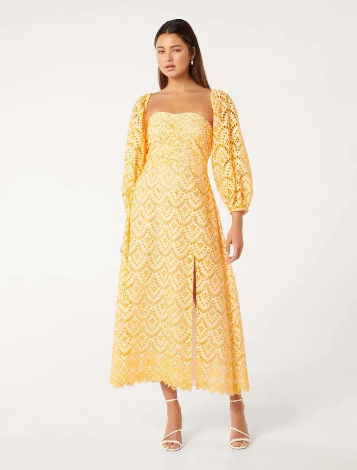 Sandy Broderie Off-Shoulder Dress
