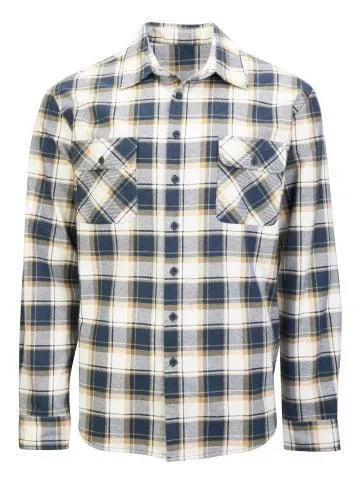 Men's Flannel Shirt in Wht/mid Blue/tan