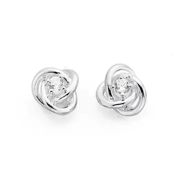 Sterling Silver Cubic Zirconia Trinity Knot Studs