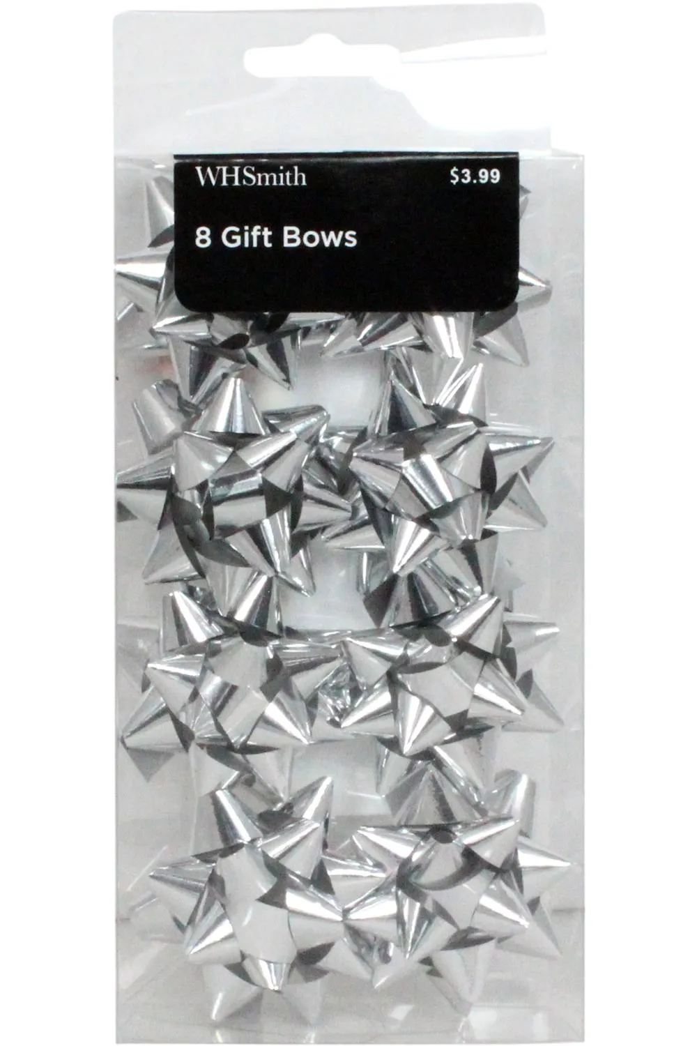 WHSmith Small Silver Bows Pack of 8