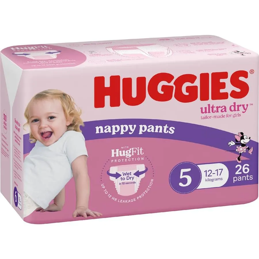 Huggies Ultra Dry Nappy Pants Walker Girl - Size 5