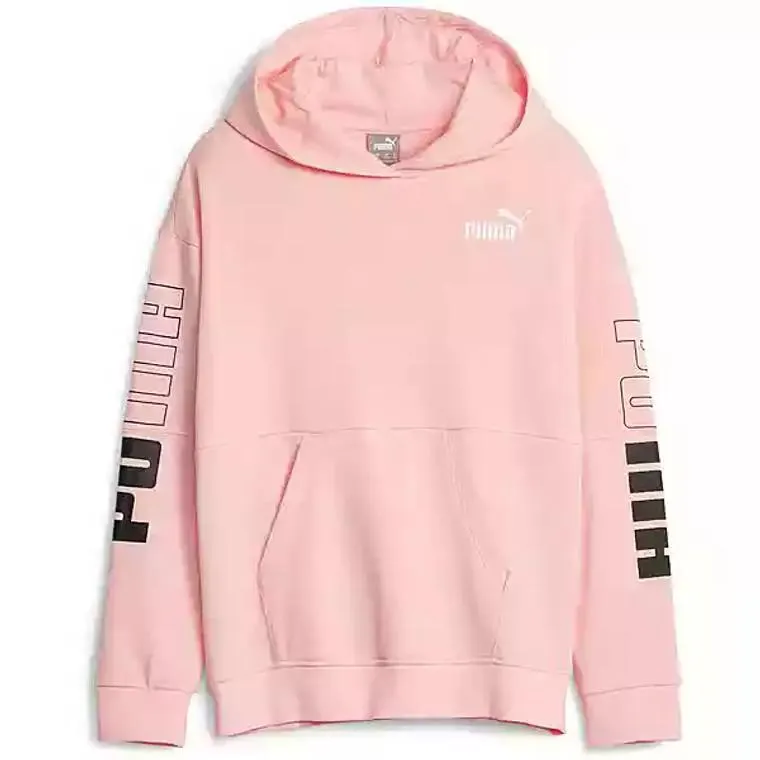 Puma Girls Puma Power ColourBlock Fleece Hoodie Peach Smoothie