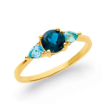 9ct, London Blue Topaz Ring