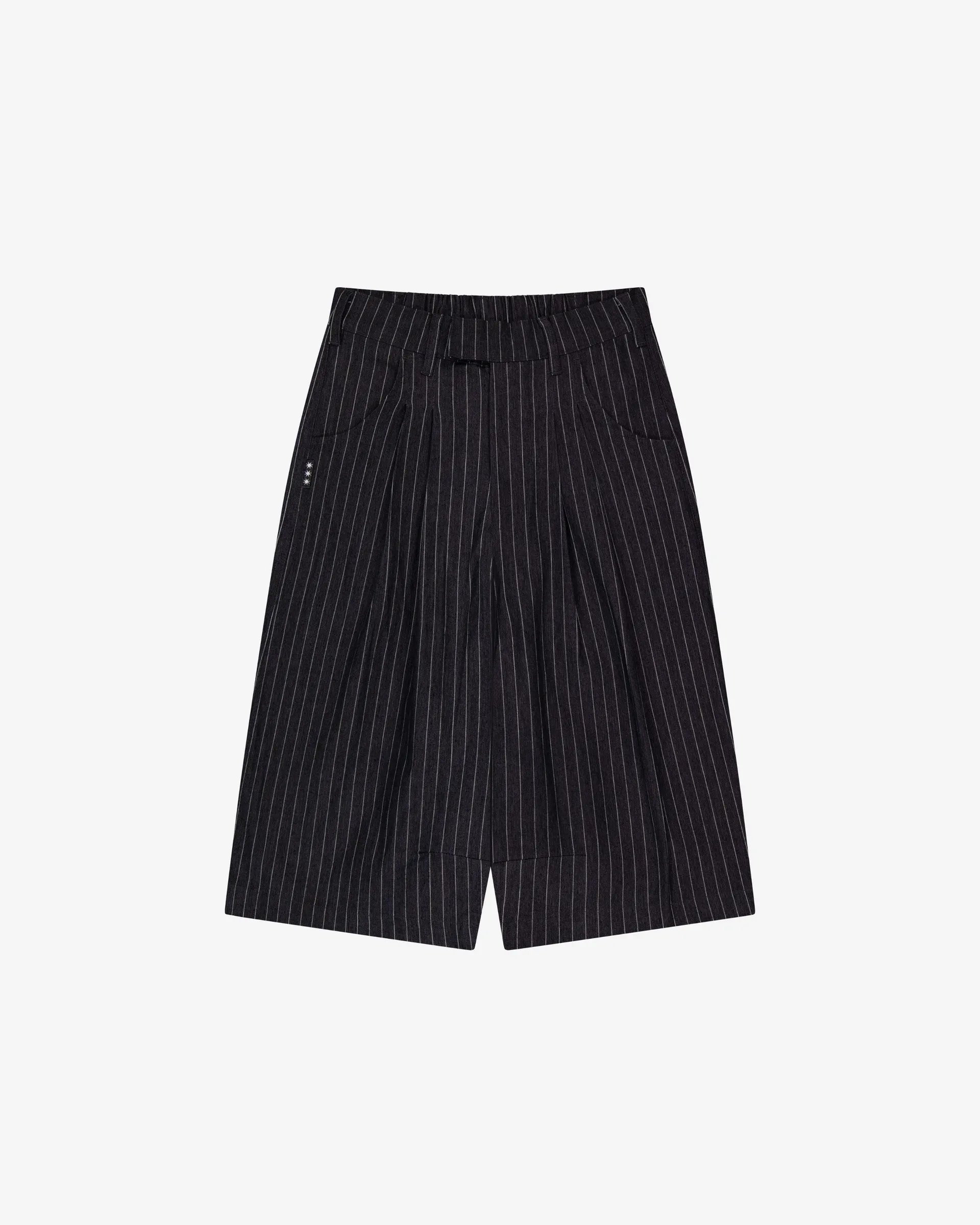 Double Pleated Shorts | NAVY PINSTRIPE