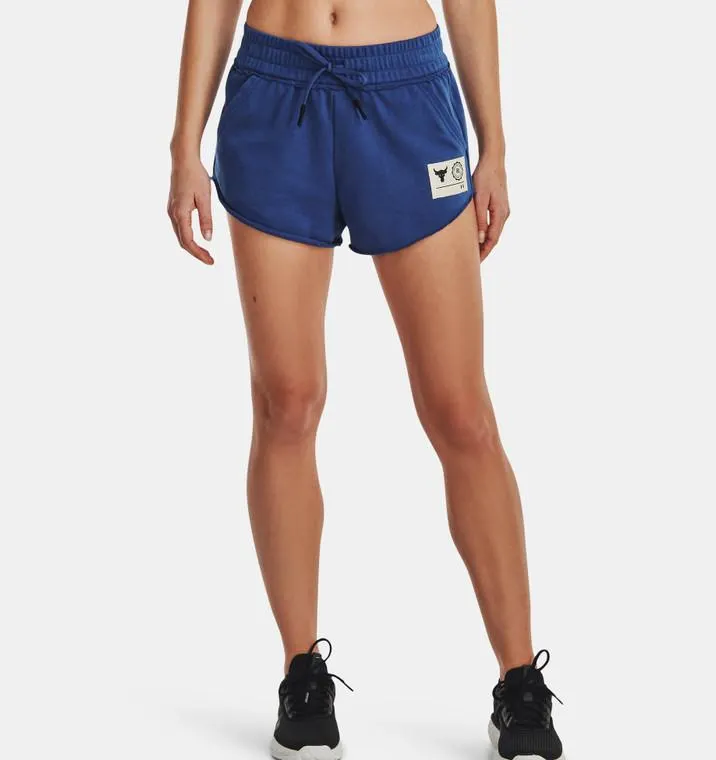 Under Armour® Womens Project Rock Terry Shorts Blue Mirage/Black