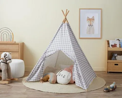 Henley Teepee - Grey Gingham