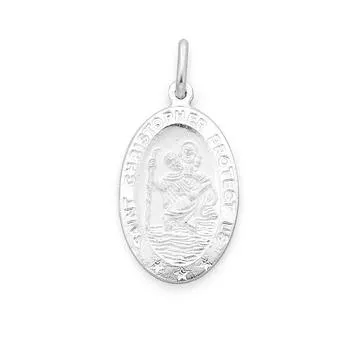 Sterling Silver 22mm Oval St. Christopher Medal