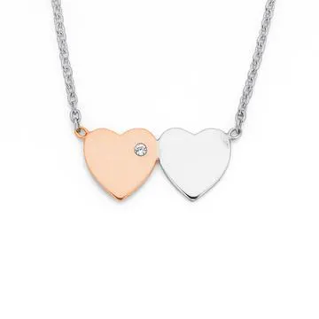 Sterling Silver & Rose Gold Plated Heart Necklet