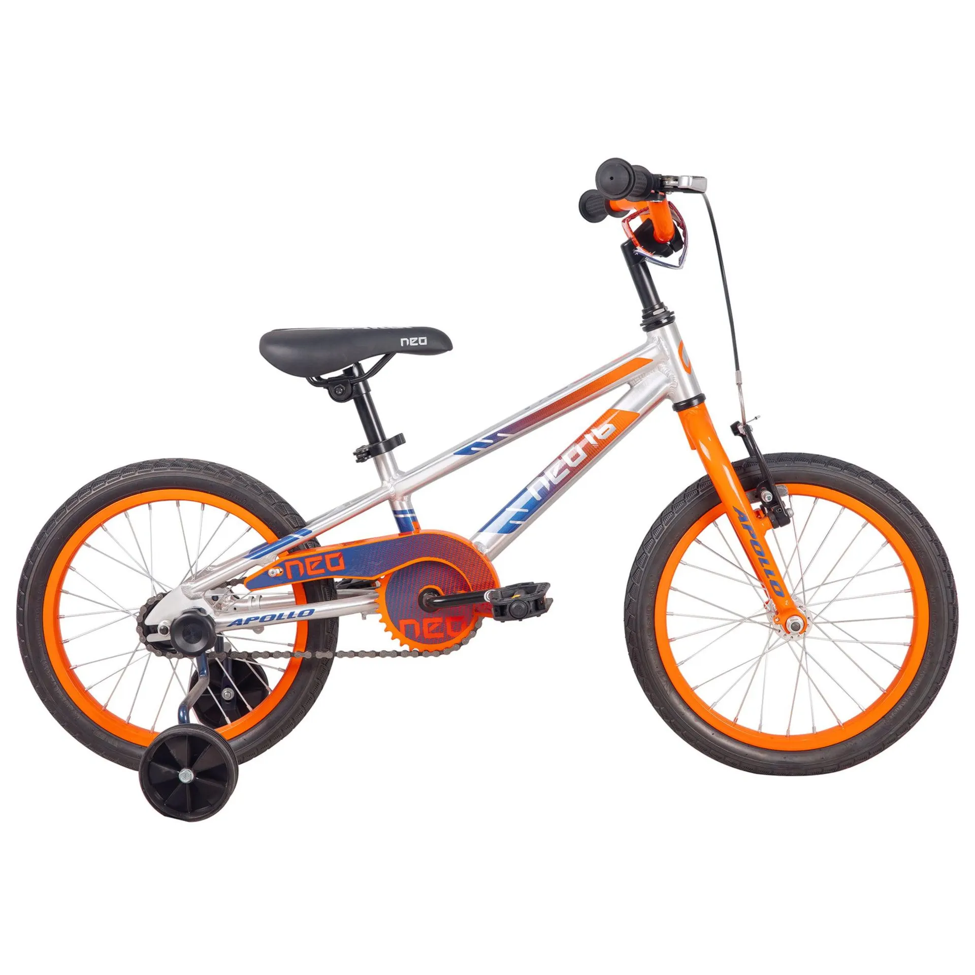 Apollo Neo 16" Kids Bike Brushed Alloy/Orange/Navy