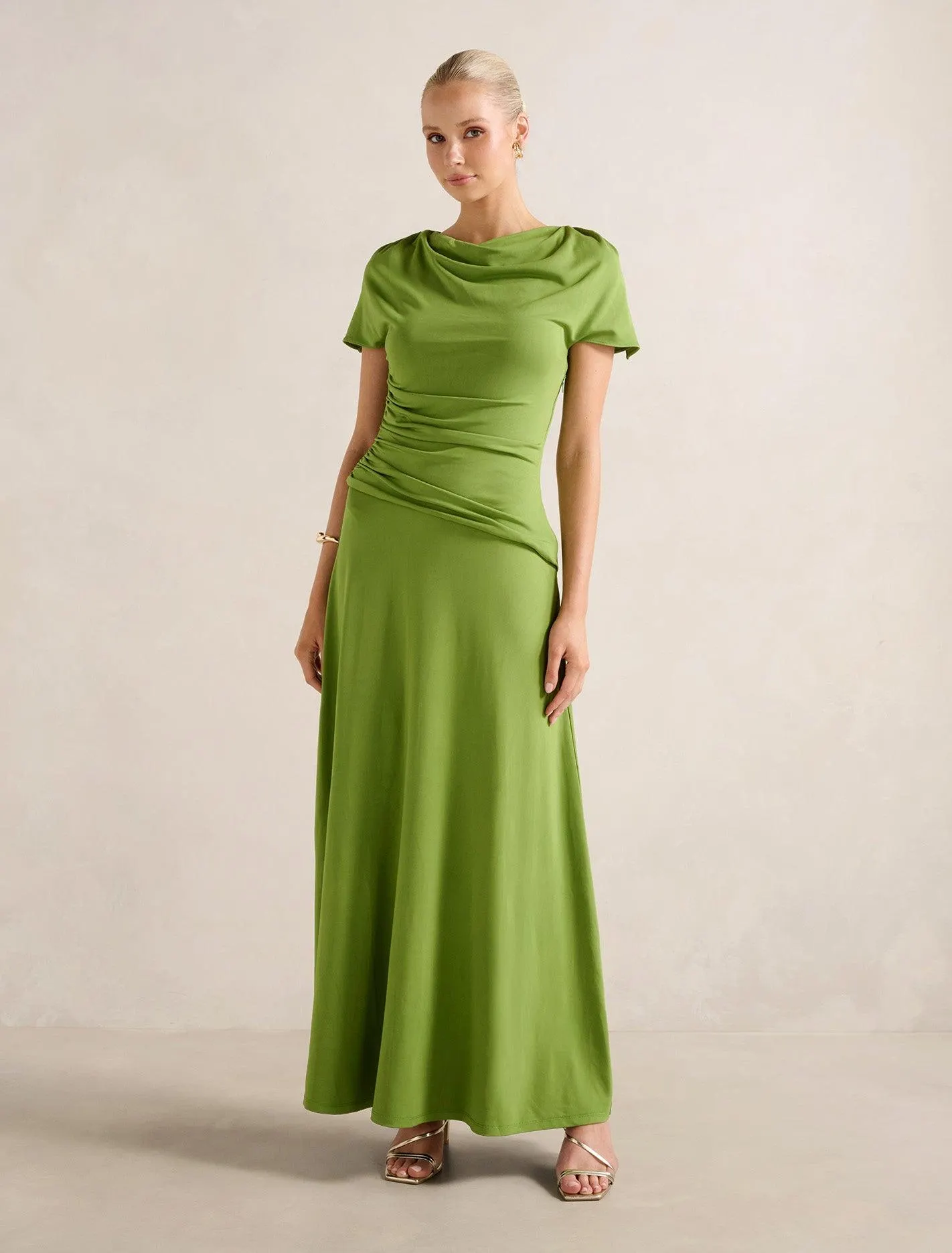 Gemini High Neck Jersey Maxi Dress