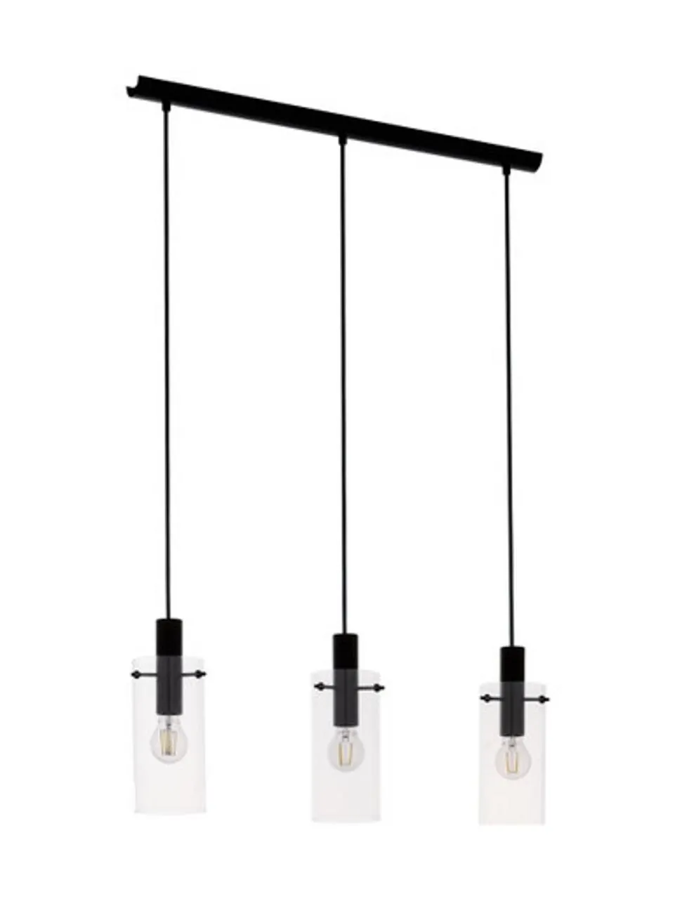 Montefino 1 3 Light Pendant Black/Clear Glass