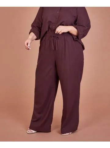 Women's Isobelle Linen Blend Wide Pant in Fudge