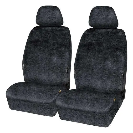 SCA Luxury Fur Seat Covers Slate Adjustable Headrests Airbag Compatible 30SAB