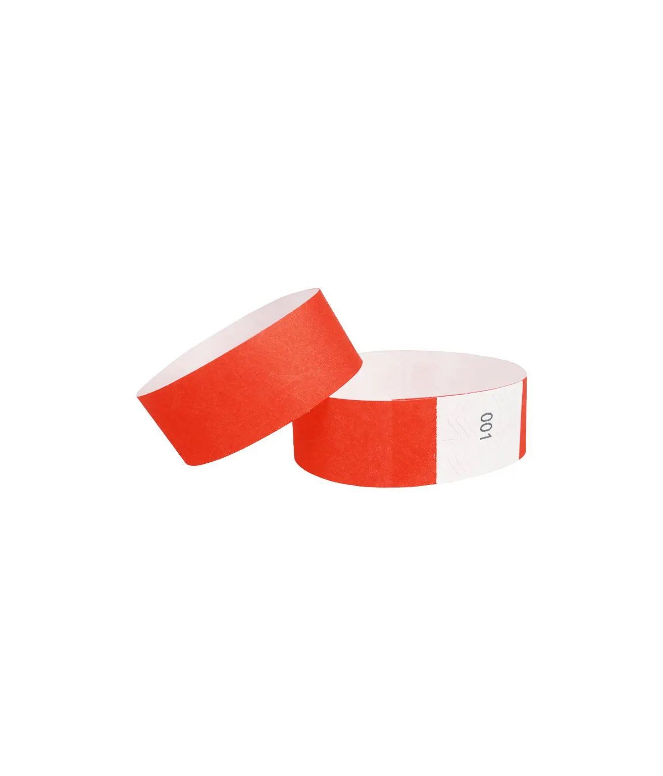 Neon Red Tyvek Wristbands With Coding 50pc