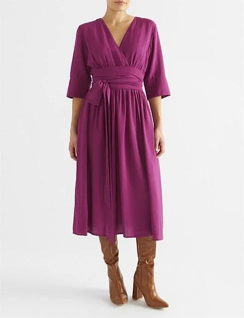HALF SLEEVE MOCK WRAP DRESS