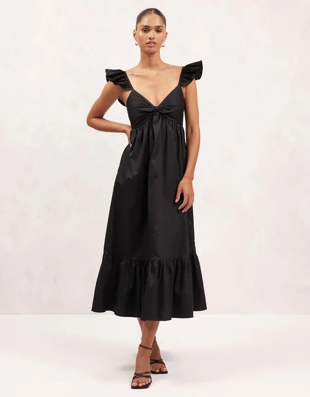 Organic Cotton Flutter Sleeve Maxi Dress