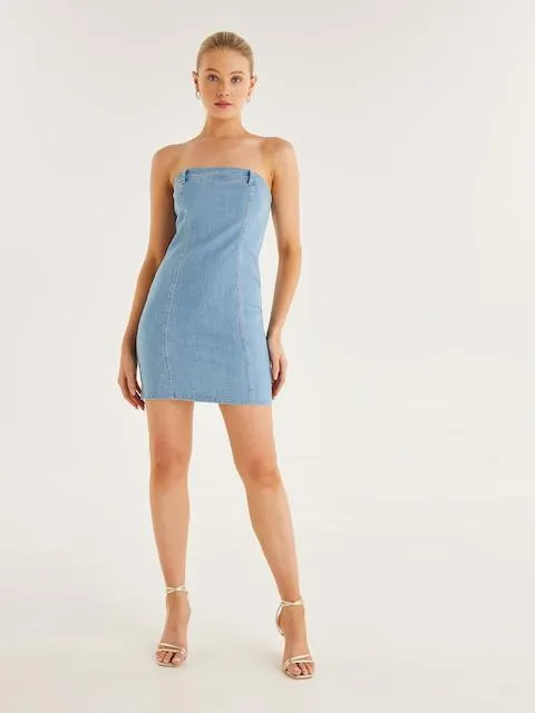 Jess Strapless Denim Mini Dress