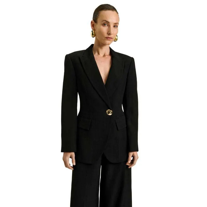 Veronika Maine Lustred Weave Hourglass Blazer