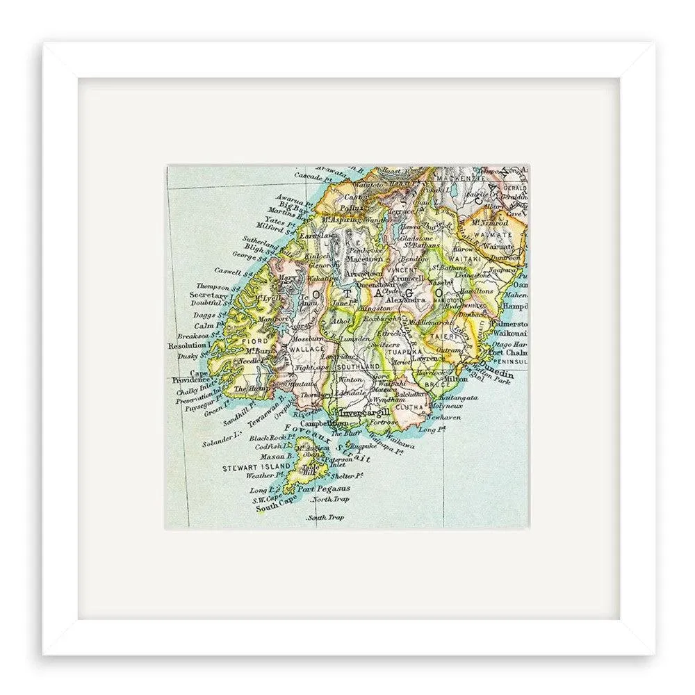 Lower South Island Vintage Map Print - Second